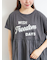 [接触冷感]切替ギャザーロゴプリントフレンチ袖Tシャツ