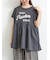 [接触冷感]切替ギャザーロゴプリントフレンチ袖Tシャツ