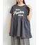 [接触冷感]切替ギャザーロゴプリントフレンチ袖Tシャツ