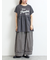 [接触冷感]切替ギャザーロゴプリントフレンチ袖Tシャツ