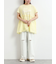 [接触冷感]切替ギャザーロゴプリントフレンチ袖Tシャツ