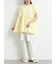 [接触冷感]切替ギャザーロゴプリントフレンチ袖Tシャツ