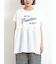 [接触冷感]切替ギャザーロゴプリントフレンチ袖Tシャツ