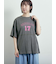 ピグメント加工メロー切替ロゴプリントTシャツ