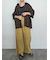 スクエア刺繍袖タックシャツ