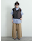 デニム/ツイル 切替ワイドパンツ