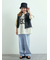 ツイル/デニムフリンジショートベスト