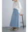 デニム裾フリンジベイカースカート