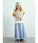 デニム裾フリンジベイカースカート