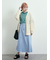 デニム裾フリンジベイカースカート