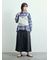 デニム裾フリンジベイカースカート