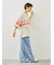 [接触冷感]編み上げラインTシャツ