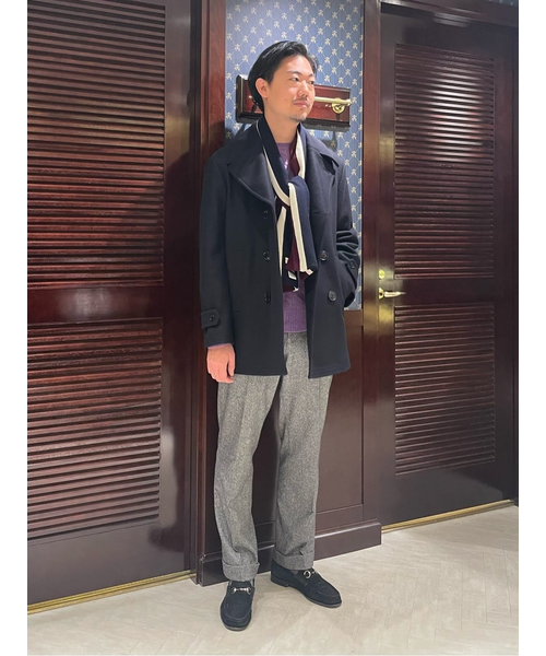 美品 ブルックスブラザーズ メルトンウール ピーコート チェック総裏地