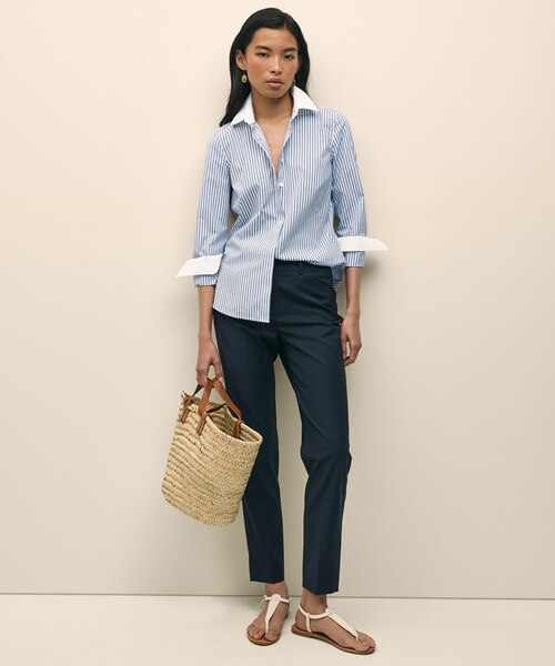 スーピマコットンストレッチ フレンチカフス クレリックシャツ Fitted