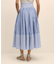 コットン　ストライプ　ボウウエストベルト　マキシスカート