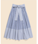 コットン　ストライプ　ボウウエストベルト　マキシスカート