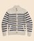 コットン/リネン マリナーストライプ モックネックカーディガン