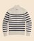 コットン/リネン マリナーストライプ モックネックカーディガン