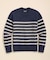 コットン/リネン マリナーストライプ クルーネックセーター