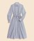 コットン　ストライプ　クリップドット　ベルテッドシャツワンピース
