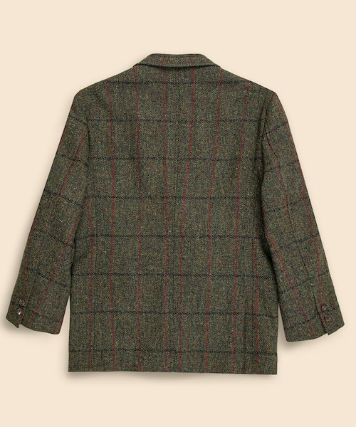 ハリスツイード チェック 段返り3釦サックジャケット Traditional