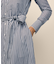 コットン／シルク　ストライプ　ダブルパッチポケット　ベルテッドシャツワンピース