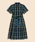 コットン　シアサッカー　タータンチェック　ショートスリーブ　シャツワンピース