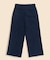リネンブレンド　サイドタブ　ワイドレッグ　クロップドパンツ