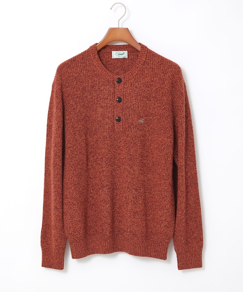 ウールブレンド ヘンリーネック ニット【手洗いOK】｜クロコダイルの