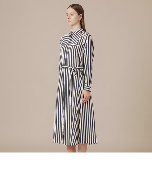 美品♡マッキントッシュロンドン イタリア製生地 スーパー130 ストライプ L 婦人画報4月号掲載】ドビーストライプワンピース｜マッキントッシュ