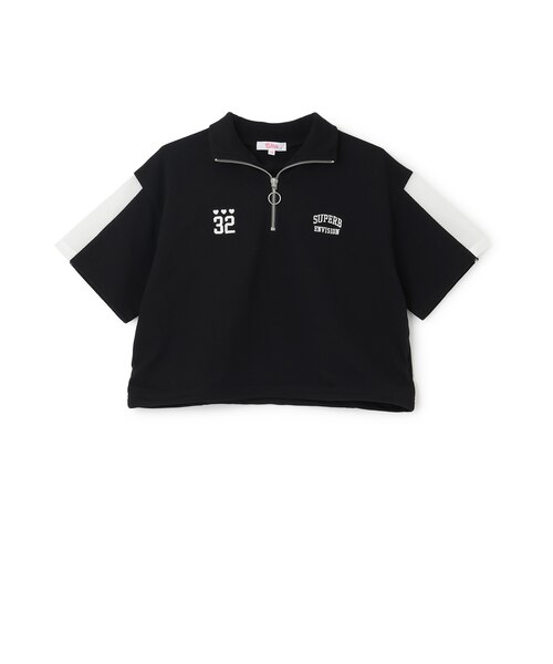 袖メッシュハーフジップ半袖Tシャツ｜ピンクラテの通販｜&mall（アンド