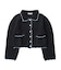 OPEN COLLAR CONTRAST TRIM KNIT CARDIGAN