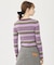 STRIPE KNIT FITTED CARDIGAN