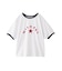 LOGO AND STAR FLOCKY PRINT RINGER TEE