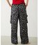 FLORAL PATTERN SATIN CARGO PANTS