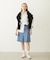 PLEATED DENIM SKIRT