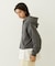 HEART MOTIF FADED CROPPED ZIP UP HOODIE