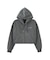 HEART MOTIF FADED CROPPED ZIP UP HOODIE