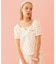 CHERRY PATTERN WAFFLE PUFF SLEEVES TOP