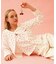 CHERRY PATTERN WAFFLE PUFF SLEEVES TOP