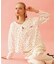 CHERRY PATTERN WAFFLE PUFF SLEEVES TOP