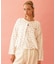 CHERRY PATTERN WAFFLE PUFF SLEEVES TOP