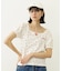 CHERRY PATTERN WAFFLE PUFF SLEEVES TOP