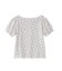 CHERRY PATTERN WAFFLE PUFF SLEEVES TOP