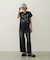 FLOWER PRINT AND EMBROIDERY COMPACT S/S TEE