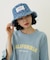 FLORAL PATTERN DENIM FRINGE BUCKET HAT