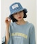 FLORAL PATTERN DENIM FRINGE BUCKET HAT