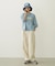 FLORAL PATTERN DENIM FRINGE BUCKET HAT