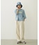 FLORAL PATTERN DENIM FRINGE BUCKET HAT