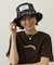 FLORAL PATTERN DENIM FRINGE BUCKET HAT